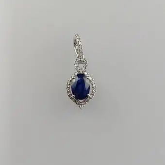 Pendentif saphir / diamant - platine 950, saphir naturel d'env. 1,13 ct.