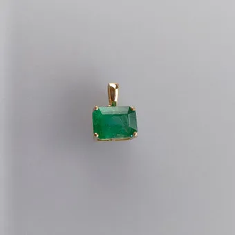 Emerald pendant with diamonds - yellow gold 585/000, emerald emerald cut 1.5 ct.