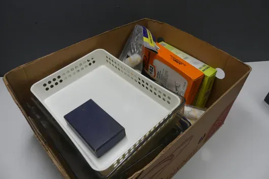 Lot of painter's supplies (paint rollers, brushes, draining grids, plastic trays)