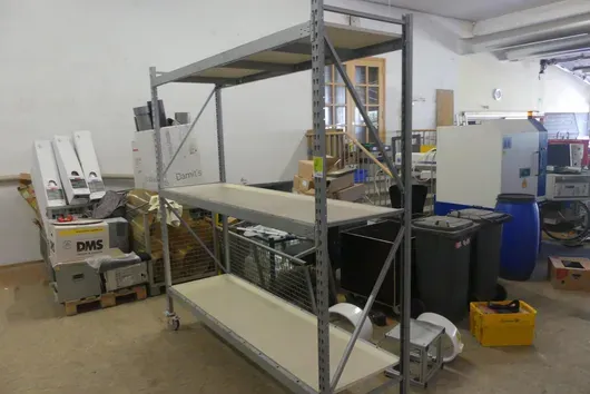 Long-span shelving, mobile, with 3 shelves