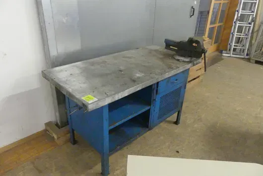 Workbench with vise and contents