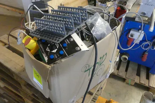 Laboratory remaining stock (test tube racks, cables, control panel with emergency stop)