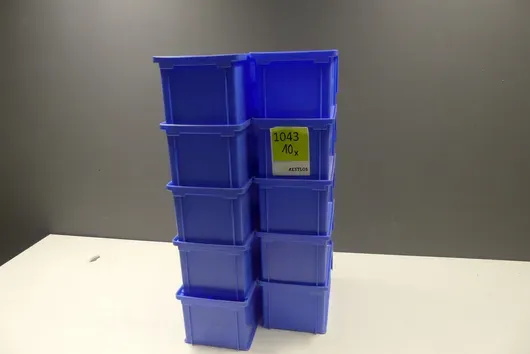10x stacking boxes/sorting bins, blue