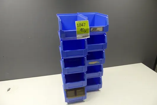 10x stacking boxes/sorting bins, blue