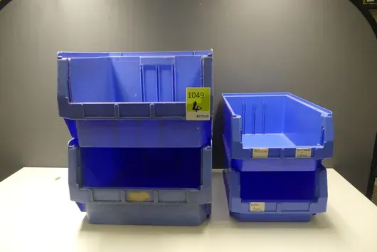 4x stacking boxes/sorting bins, blue, various sizes