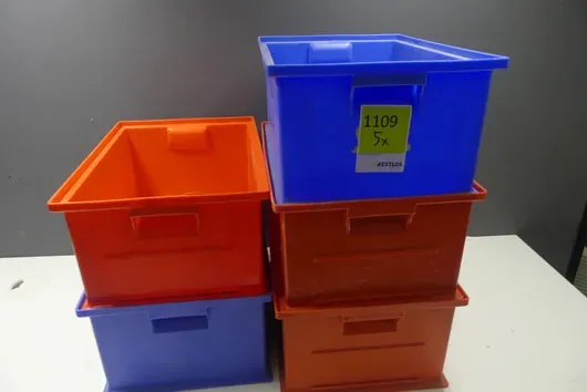 5 bacs empilables, bleu/orange