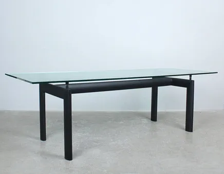 LE CORBUSIER. for Cassina, dining table \/ table, model 'LC 6', metal frame, glass top, design 1928, Italy.