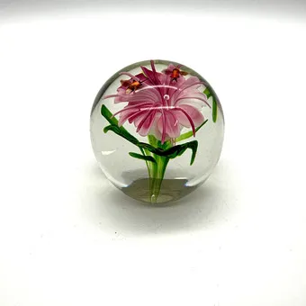 PRESSE-PAPIER VERRE FLEUR INSECTES.