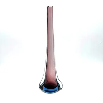 FLAVIO POLI. LARGE MURANO GLASS VASE, MULTICOLORED, SOMMERSO, ITALY, CIRCA 1950. APPROX. 41.5 CM.