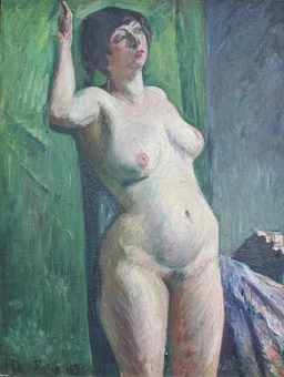 HERMANN DICK (1875-1955). Olej na płótnie, '' Akt kobiecy stojący '', sygnowany.