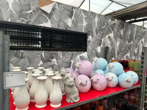 Lot of various decorations (cats, sheep, vases)