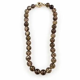 SMOKY QUARTZ NECKLACE, ring clasp in matte silver.