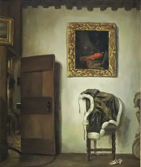 HENDRICK VAN DER BURGH. REPLIK. Holländische Stube, Öl auf Leinwand.