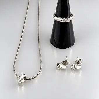 MODERNES SCHMUCKSET SILBER - STERLING SILBER 925/000, 3-teilig.