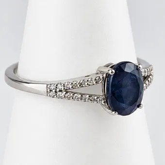 Saphir- / Diamant-Ring - Platin 950.