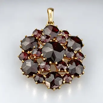 Antiker floraler GRANATANHÄNGER - Gelbgold 333/000.