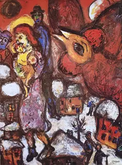 CHAGALL, MARC. NACH. "Die Flucht", Farboffsetdruck.