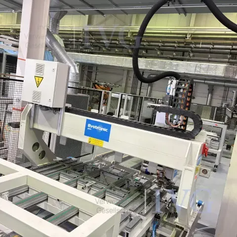 Convoyeur de verre avec machine d'application de colle BYSTRONIC TPA