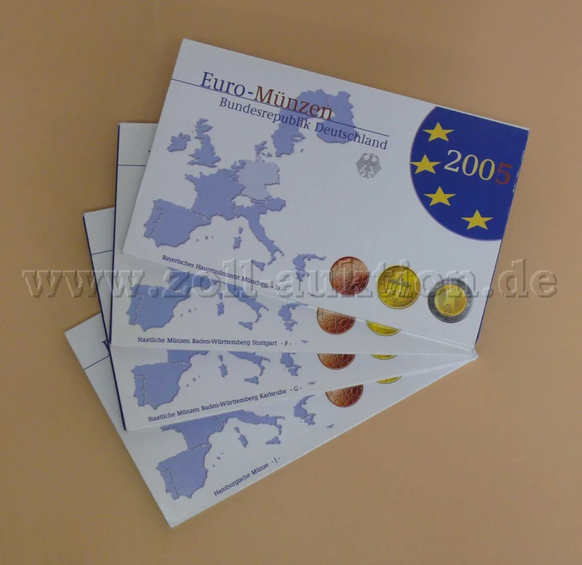 4 Euro circulation coin sets FRG 2005, from 4 mints -DFGJ- complete, silver luster