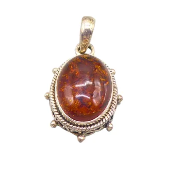Pendentif en argent 925 avec ambre.