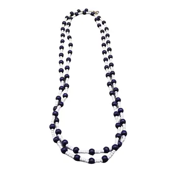 Collier en perles de bois avec fermoir en argent 925