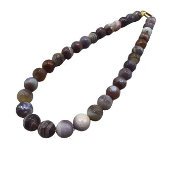 Faceted natural agate bead necklace with 925 silver clasp