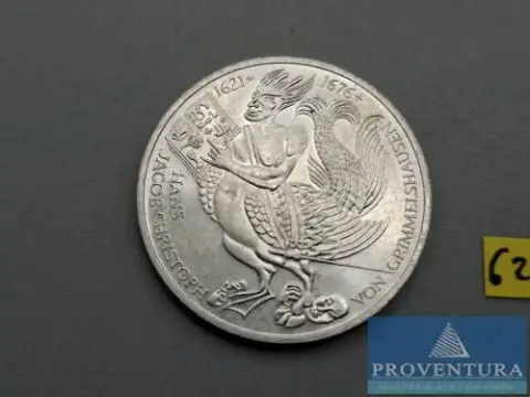 Pièce en argent République fédérale d'Allemagne 5 DM Hans Jacob Christoph von Grimmelshausen 1976 st Argent .625 11,2 g poids brut
