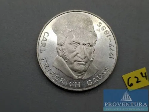 Silbermünze Bundesrepublik Deutschland 5 DM Carl Friedrich Gauss 1977 vz Silber .625 11.2 gr Rauhgewicht