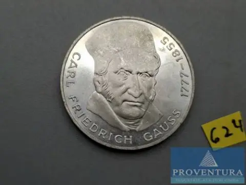 Pièce en argent République fédérale d'Allemagne 5 DM Carl Friedrich Gauss 1977 vz argent .625 11,2 g poids brut