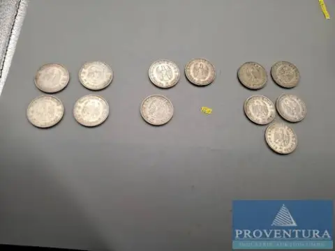 Zilveren munten Duitse Rijk 12x 5 Reichsmark Garnizoenskerk + Hindenburg zilver .625 8 gr brutogewicht