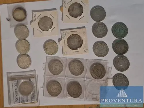 Silbermünzen Bundesrepublik Deutschland 21x 5 DM Silberadler Silber .625 11.2 gr Rauhgewicht