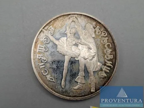 Silbermünze Russland 3 Rubel 1995 russisches Ballet pp Silber .900 Rauhgewicht 34.85 gr