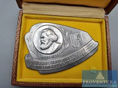 Médaille 10 ans de Karl-Marx-Stadt exposition philatélique écrin