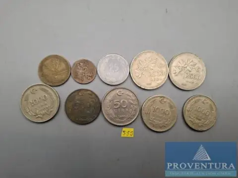 Circulatiemunten Turkije 5 kurus-2500 lira 1957-1992 10 stuks
