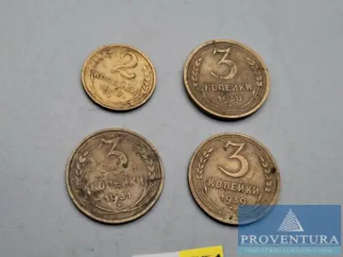 Circulatiemunten USSR 2 kopeken 1940 3 kopeken 1930 1938 1939