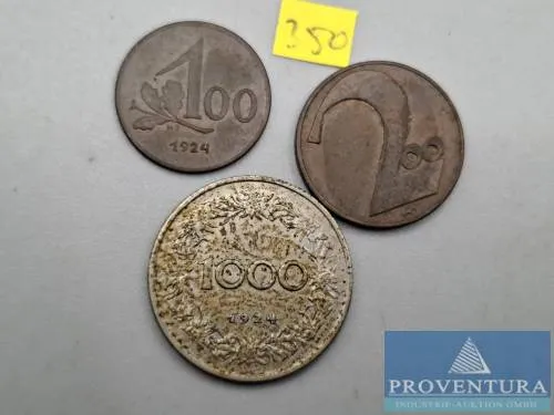 Monety obiegowe Austria 100/ 200/ 1000 koron 1924