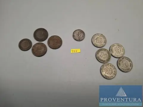 Circulatiemunten Duitse Keizerrijk 1x 1 Reichspfennig 1924A 1x 2 Rentenpfennig 1924A 2x 2 Reichspfennig 1924A 1914A 5 Pfennig 1918 5x 10 Pfennig totaal 10 stuks
