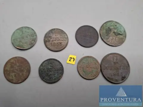 Circulatiemunten Koninkrijk Hannover 6x 1 pfennig 1843A 1851B 2x 1855AB 2x 1858AB