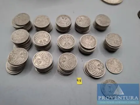 Pièces de circulation Empire allemand 137x 5 pfennig 3x 1890