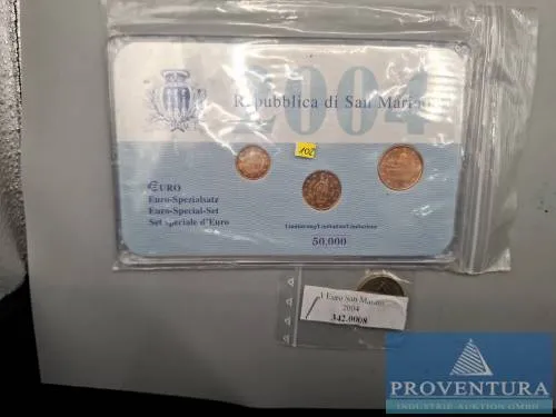 Euroset San Marino 1-5 ct 2004 oplage 50.000 stuks + 1 euro 2004