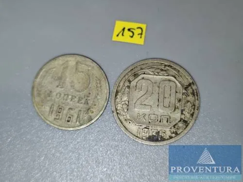 Pièces de circulation URSS 20 kopecks 1936 + 15 kopecks 1961