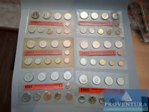 Série de pièces RFA 1980F 1981F 1983 GJ 1985G 1988 D st 75,28 DM