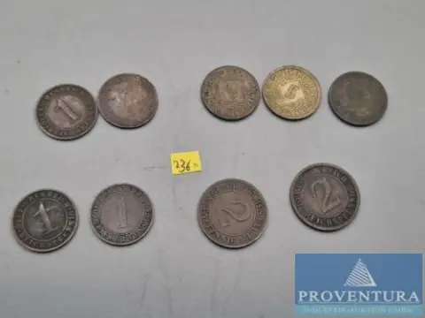 Oběžné mince Německá říše 1923-1933 4x 1 říšský fenik