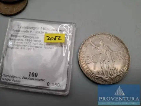 Pièce en argent Belgique 50 francs 1935 100 ans des chemins de fer belges argent .680 poids brut 22 g