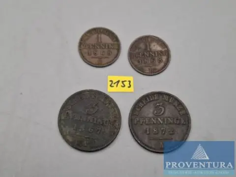 Circulatiemunten Pruisen 2x 1 pfennig 1868 B