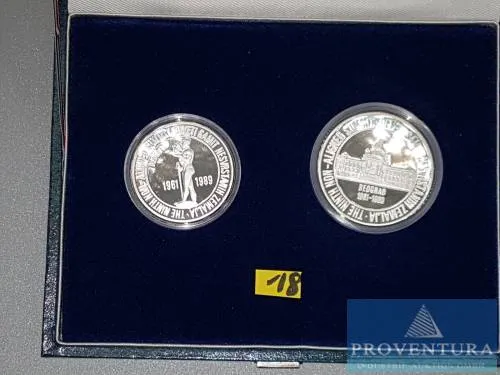 Yugoslavia silver coin set Non-Aligned Movement summit 50,000 and 100,000 dinars 1989 pp