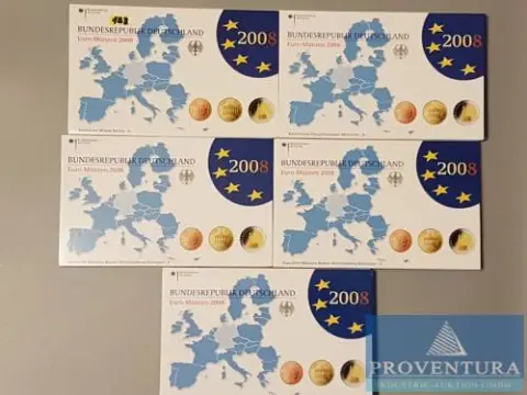 Euromuntset Bondsrepubliek Duitsland 2008 ADFGJ pp Hamburg