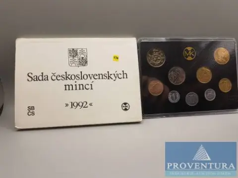 Muntset Tsjechoslowakije 1992 1 Haléř - 5 Kronen + 10 Kronen Rasin