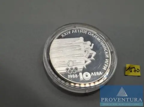 Zilveren munt Bulgarije 10 Leva 1988 Olympische Zomerspelen PP zilver .640 18,75 gr brutogewicht