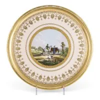 Ronde dienblad met twee ruiters